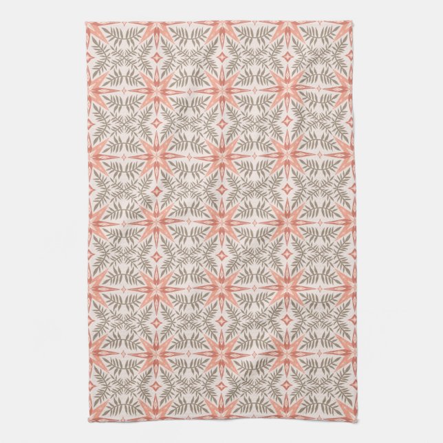 Terracotta Stars & Vines Boho Mönster Kökshandduk (Vertikal)
