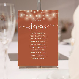 Terracotta Strängljus Bord Nummer Sittplatskarta Inbjudningar