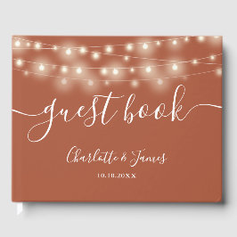 Terracotta String Ljus Namnteckning skript Bröllop Gästböcker