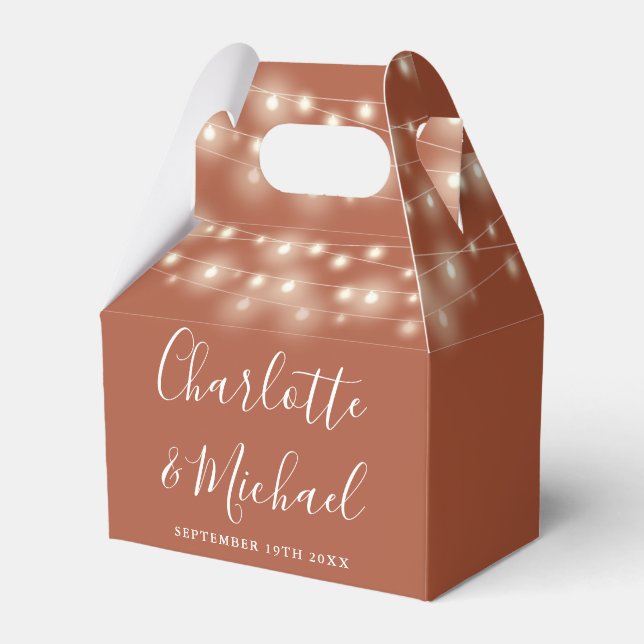 Terracotta String Ljus Namnteckning skript Bröllop Presentaskar (Framsidan Sidan)