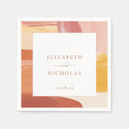 Terracotta Sunrise | Monogram Bröllop Napkins Pappersservett