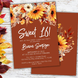 Terracotta Sweet 16 Birthday Fall Blommigt Inbjudningar
