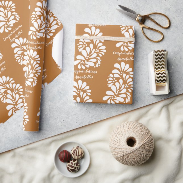 Terracotta talavera Mexican fiesta personlig Presentpapper (Hantverk)