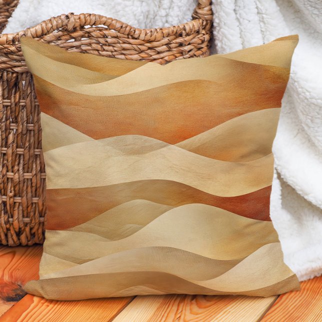 Terracotta Taupe Desert Sandy Vågar Kudde (Terracotta Taupe Desert Sandy Waves Throw Pillow)
