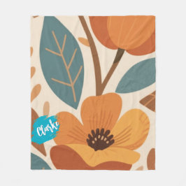 Terracotta & Teal Autumn pattern Fleecefilt