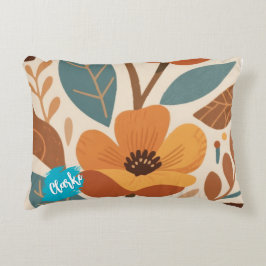 Terracotta & Teal Autumn pattern Prydnadskudde