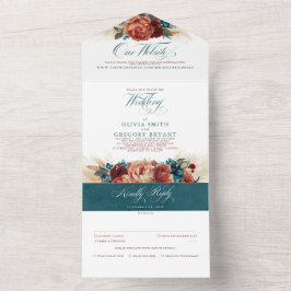 Terracotta Teal Blommigt Boho Elegant bröllop