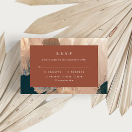 Terracotta teal painterly modern bröllop R.S.V.P I Inbjudningar
