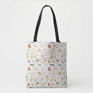 Terracotta Terrazo Modern Abstrakt med Monogram Na Tygkasse