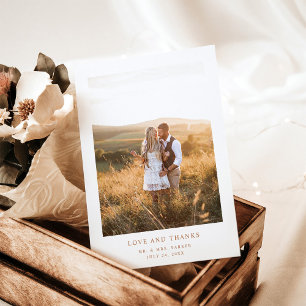 Terracotta-text och foto med enkel Elegant   BRÖLL Tack Kort