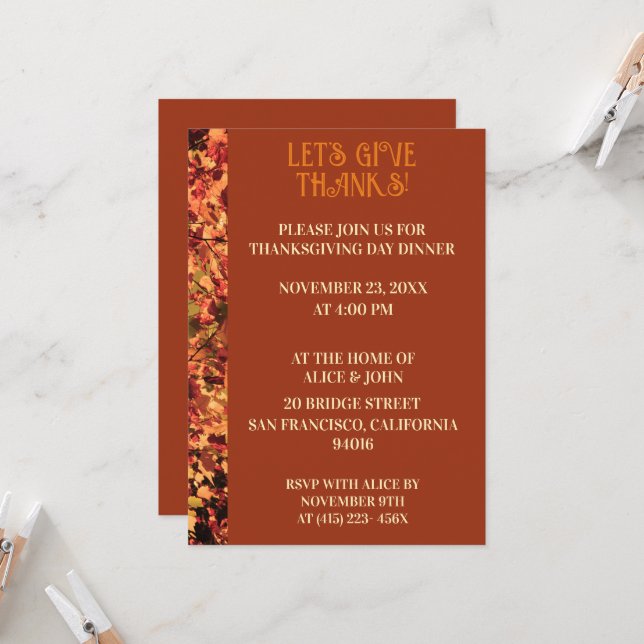 Terracotta Thanksgiving - höstfesten måndag Inbjudningar (Fram/Back In Situ)