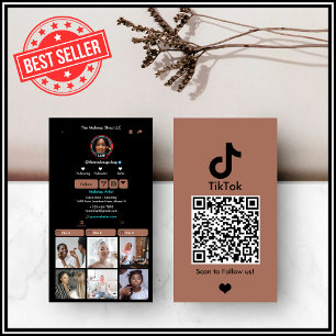 Terracotta TikTok Sociala Media QR-kod Modern Visitkort