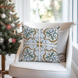 Terracotta Tile Pillow   Rustic Italienska accent Kudde