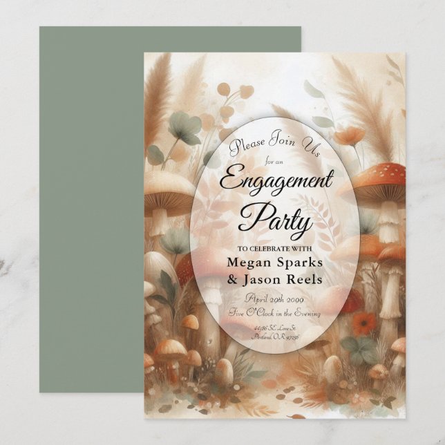 Terracotta Toadstool Woodland Magic Engagement  Inbjudningar (Fram/baksida)