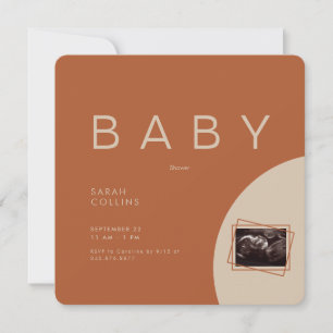 Terracotta Trendig Ultrasound Baby Shower Round Inbjudningar