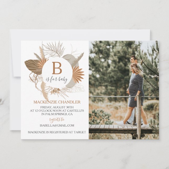 Terracotta Tropical Boho B är till Baby Photo Inbjudningar (Framsida)