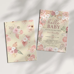 Terracotta Tropical Dried Flowers Baby Shower Inbjudningar