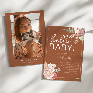 Terracotta Tropical Dried Watercolor Baby Shower Inbjudningar