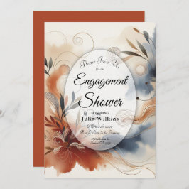 Terracotta Twilight and Navy Blooms Förlovning Inbjudningar