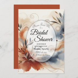 Terracotta Twilight and Navy Blooms Möhippa Inbjudningar