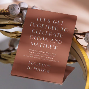 Terracotta-typografin faller minimalistiskt bröllo inbjudningar