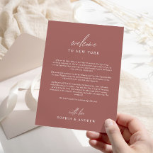 Terracotta Välkommen Itinerary - tack ditt kort