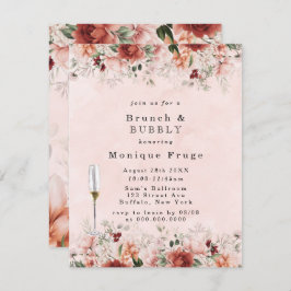 Terracotta Vår Fall Blommigt Brunch & Bubly Inbjudningar