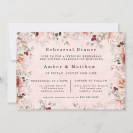 Terracotta Vår Fall Blommigt Rehearsal Dinner Inbjudningar
