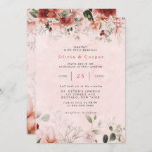 Terracotta Vår Fall Watercolor Blommigt Bröllop