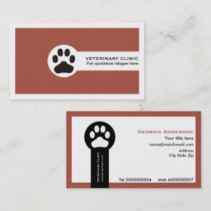 Terracotta Vet/Veterinary Clinic minimalist Visitkort