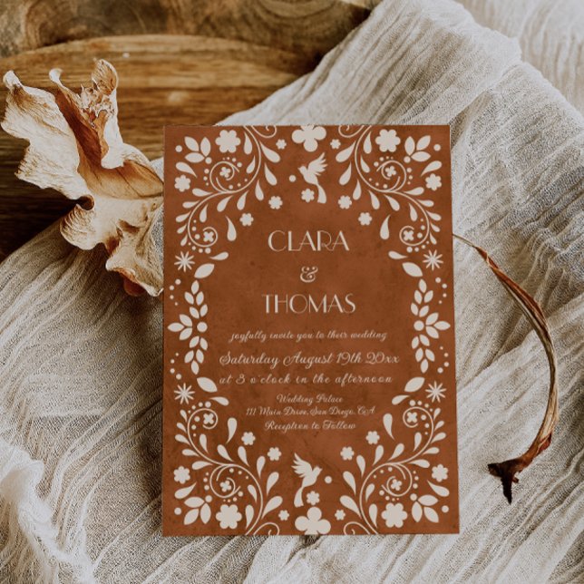 Terracotta Vintage Mexican Wedding Invitation Inbjudningar (Skapare uppladdad)
