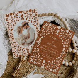 Terracotta Vintage Mexican Wedding Invitation Inbjudningar