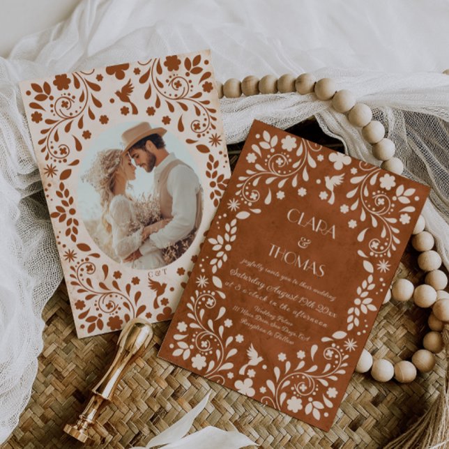 Terracotta Vintage Mexican Wedding Invitation Inbjudningar (Skapare uppladdad)