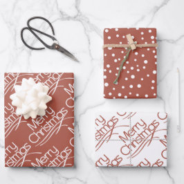 Terracotta, vit jultypografi och prickar