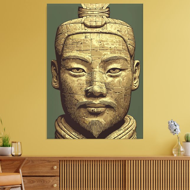 Terracotta Warrior - Ancient Guld Art Canvastryck (Insitu (Vardagsrum))