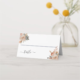 Terracotta Watercolor Blommigts Botanicals Bröllop Placeringskort