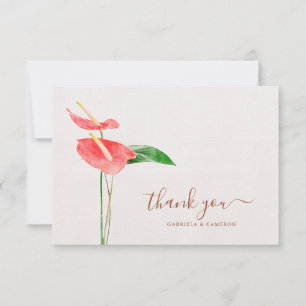 Terracotta Watercolor Botanical Boho Bröllop Tack Kort