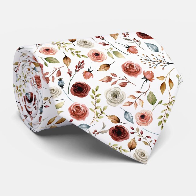 Terracotta Watercolor Flowers Mönster Slips (Rullad)