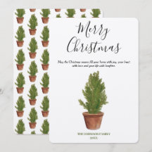 Terracotta Watercolor God jul Träd Helgdag