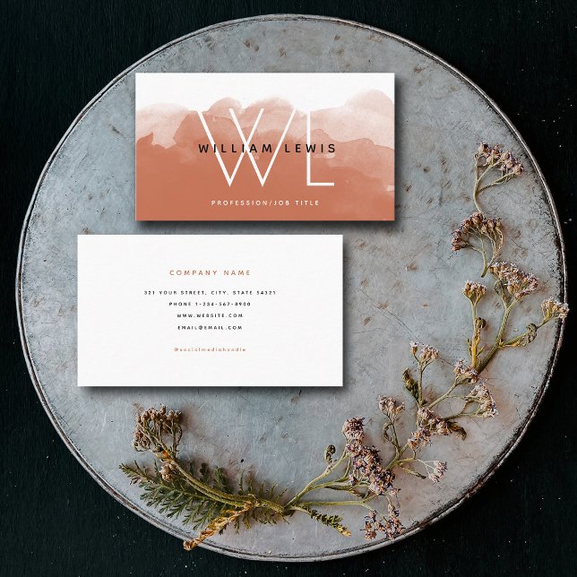 Terracotta Watercolor Modern Social Media Visitkort (Skapare uppladdad)