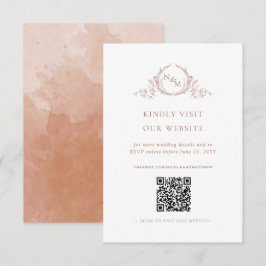 Terracotta Watercolor Monogram QR Code/OSA Online Tilläggskort