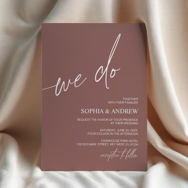 Terracotta We Do Minimalist Wedding Invitation Inbjudningar (Skapare uppladdad)