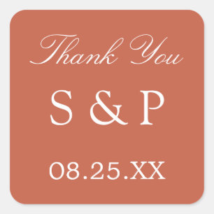 Terracotta Wedding Favor Tack Sticker Fyrkantigt Klistermärke