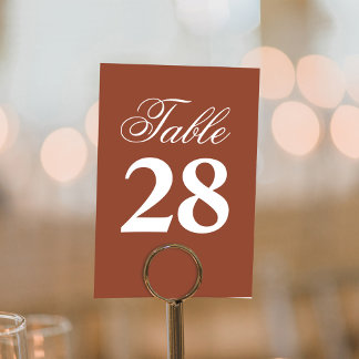 Terracotta Wedding Script Table Number Sign  Bordsnummer