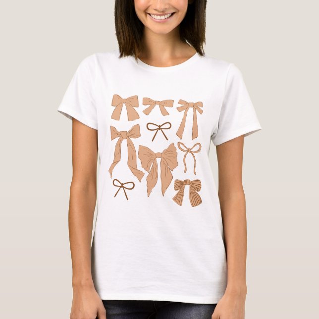 Terracotta Whimsical Bows T Shirt (Framsida)
