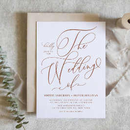 Terracotta Whimsical Calligraphy Bröllop Inbjudningar