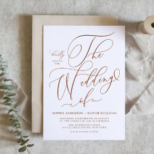 Terracotta Whimsical Calligraphy Bröllop Inbjudningar