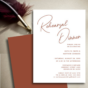 Terracotta Whimsical Script Chic Rehearsal Dinner Inbjudningar