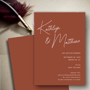 Terracotta Whimsical Script Minimalist Modern Spara Datumet