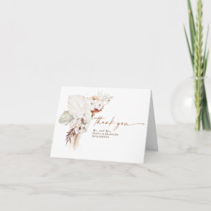 Terracotta White Blommigt Bröllop Tack Kort